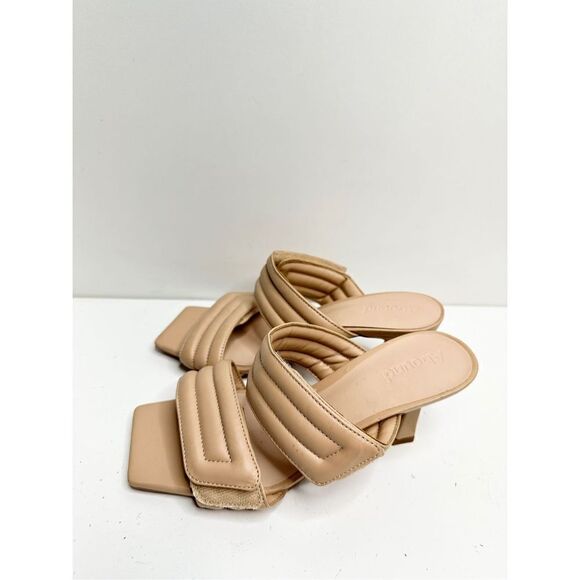 Abound Sandals Womens Size 6 Qarly Heeled Tan Square Toe Slip On Shoes NEW - Picture 4 of 8